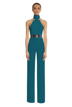 Excalibor Halterneck Jumpsuit With Open Back · Petrol Teal · AQ/AQ Cool Jumpsuits, Expensive Looks, Ikat Scarf, Halterneck Jumpsuit, Bday Outfits, January Jones, Halter Neck Jumpsuit, Vintage Jumpsuit