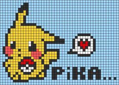 an image of a pixelated pikachu with the word pokemon on it's side