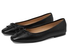 Cole Haan Yara Soft Ballet - Women's Flat Shoes : Black Leather : Cole Haan Yara Soft Ballet Flats score major points in the style department - just look at their simple yet elegant profile with the squared toe with binding around the topline, the delicate bow accent on the leather upper, and the grosgrain on the back counter. The shoes are also relatively comfortable with the breathable textile lining and the die cut, fully padded EVA foam footbed. Slip-on construction. Rubber outsole for traction. Imported. Measurements: Heel Height: 1 2 in Weight: 6 oz Product measurements were taken using size 7, width B - Medium. Please note that measurements may vary by size. Soft Ballet Flats, Library Girl, Flat Shoes Black, Late Summer Outfits, Leather Ballet Shoes, Ballet Flats Black, Women's Flat Shoes, Beautiful Wardrobe, Cole Haan Women