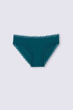 Cotton panties trimmed with a small delicate lace ruffle. The inner gusset is in 100% cotton. Ideal for those looking for a simple, romantic, and comfortable panty.

The lace contains a 100% recyclable degradable polyamide fiber that degrades ten times faster than traditional polyamide.

The model is 5’ 9” (175 cm) tall and is wearing a size 8/10 S. Cotton panties trimmed throughout with a romantic lace ruffle. Ideal for those looking for a simple, romantic, and comfortable panty. Inner gusset i Cotton Lace Trim Briefs, Romantic Lace, Lace Ruffle, Lingerie Collection, A Romantic, Teal Blue, Models, Lace, How To Wear