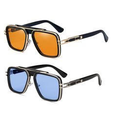 PRICES MAY VARY. Rectangular shape, with golden color wire around the frame, if you are looking for a miami beach gangster style shades, these are the ones to go. Fun glasses to wear, unisex, stylish boyfriend sunglasses for women Classic tony style squared aviator sun glasses, inspired by the 1970s Italy mobster culture, nowadays, these are trendy rockstar rapper glasses. These are great glasses with full UV400 eye protection to wear daily, also perfect fashionable costume accessories for hallo 1970s Italy, Orange Glasses, Fun Glasses, Gangster Style, Eyes Game, Italian Sunglasses, Metal Glasses, Metal Detail, Fashion Eyewear