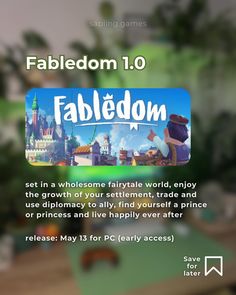 an advertisement for a video game called fabledom, with the title below it