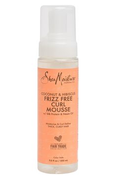 Does your dry, frizzy hair keep you from flaunting your favorite hair style? With SheaMoisture's Coconut & Hibiscus Frizz-Free Curl Mousse you can freely style your hair whichever way you want, enjoying hair that stays in place, yet remains soft and manageable. This moisture-rich styling aid enhances natural curl memory and wave pattern, giving you effortless styling options for natural, flowy waves and curls and lots of definition. 7.5 fl. oz. Made in the USA Curls Hair Products, 4c Hair Moisturizer Products, Hair Care Products For Wavy Hair, Shea Moisture Mousse, Shea Moisture, Curl Products, Hair Styling Products, Shea Moisture Products For Wavy Hair, Mielle Hair Mousse