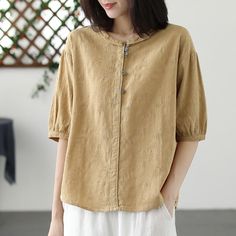 Details: Gender: Women Item Type: T-Shirt Material: Cotton Season: Summer Pattern: Figured Style: Casual, Loose, Retro Waist Type: Elastic Waist Size: One Size Length: 57.00 cm/ 22.44 " Bust: 114.00 cm/ 44.88 " Shoulder: 50.00 cm/ 19.69 " Sleeve: 25.00 cm/ 9.84 " Summer Patterns, Shoe Box, Casual T Shirts, Yellow White, Elastic Waist, Yellow, T Shirt, Pattern