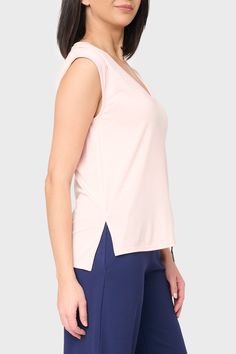 This soft and drapey knit top can easily be dressed up or down and is sure to become your favorite V-Neck of the season. 74% Modal | 26% Polyester Delicate Wash Cycle, Dry Flat. Length 24" (size small) Sabrina is 5'7 and wearing XXS in Blush. Versatile V-neck Loungewear Top, Stretch V-neck Top For Loungewear, Versatile V-neck Blouse For Loungewear, Feminine Stretchy Loungewear Top, Spring Stretch V-neck Top For Loungewear, Versatile Fitted V-neck Top, Feminine Relaxed Fit V-neck Tops, Feminine V-neck Tops With Relaxed Fit, Versatile Pink V-neck Top