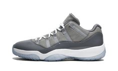 "Cool Grey" is one of the most iconic and revered Air Jordan colors.  For spring 2018, Jordan Brand released the Air Jordan 11 Low in the monochromatic hue.  The updated take on the classic look is an ideal sneaker for the warmer months.  The low top replicates the color and materials of the original Air Jordan 11 “Cool Grey” precisely, with a grey nubuck base, a grey patent leather mudguard, and a translucent sole. Jordan Colors, Jordan 11 Cool Grey, Jordan 1 Lows, Original Air Jordans, Air Jordan 11 Retro Low, Lv Sneakers, Air Jordan 11 Low, Jordan Retro 11, Jordan 11 Low