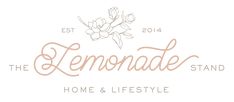 the lemonade stand home and life style logo with pink flowers on white paper background