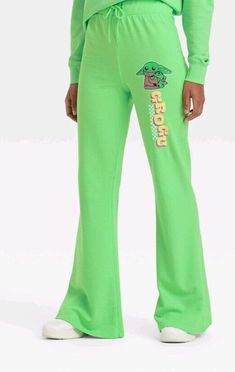 Star Wars Grogu Women’s XS Baby Yoda Wide Leg Graphic Pants NEW Green. Green Wide Leg Y2k Bottoms, Green Y2k Wide Leg Bottoms, Green Wide-leg Yoga Pants, Green Wide-leg Yoga Pants With Pockets, Baby Yoda Sweat Pants, Graphic Pant, New Green, Pajama Pants, Wide Leg