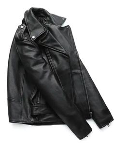 Genuine Cowhide Biker Leather Jacket Leather Motorcycle Outerwear With Long Sleeves, Winter Motorcycling Leather Jacket With Zip Fly, Winter Motorcycling Leather Jacket With Zipper Closure, Leather Long Sleeve Outerwear For Motorcycling, Leather Long Sleeve Motorcycle Outerwear, Leather Moto Outerwear With Zipper Closure, Moto Leather Outerwear With Zipper Closure, Fall Leather Jacket With Zipper For Motorcycling, Leather Biker Outerwear