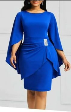 Smart Outfits, Official Dresses, African Attire Dresses, Short African Dresses, African Fashion Skirts, African Wear Dresses, Flare Sleeve Dress, Women Bodycon Dress