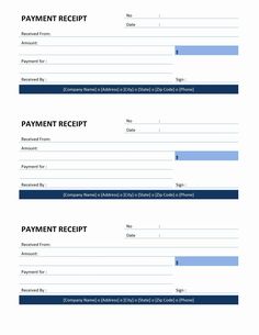 a receipt form for payment is shown in this image