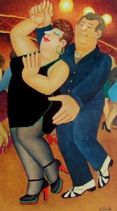 two people are dancing on the dance floor with their arms around each other and one person is holding his head up