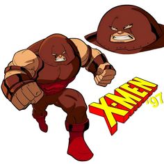 an image of a cartoon character with the word x - men in front of him