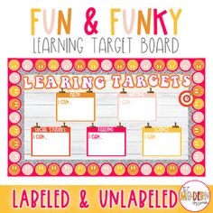 the fun and funky learning target board is shown with an image of pumpkins on it