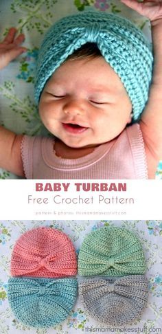 baby turban hat crochet free pattern