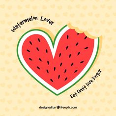 a watermelon heart with the words watermelon lover written below it on a yellow background