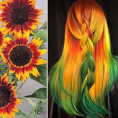 Hairstylist Creates Mesmerizing Nature-Inspired Hair Designs (30 Pics) Different Colored Hair, Vivid Hair, Creative Hair Color, Creative Hair, Pretty Hair Color, Yellow Hair, Colored Hair, Creative Hairstyles