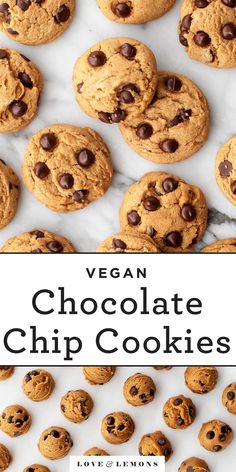 vegan chocolate chip cookies with text overlay