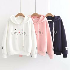 Feature: 100% Brand new and high quality Style: Fashion & Hot Size:S,M,L,XL,XXL Color:White,Pink,Black Material: Polyester Occasion:Everyday/Vacation/Autumn Sleeves:Long Sleeve Packing:1 X Women Hoodies Note: 1.Due to the light and screen difference, the item's color may be slightly different from the pictures. Please understand. 2.Please allow 2-3% error due to manual measurement.Please make sure you don’t mind before you mid. 3. Size doesn’t fit all.Please carefully check size chart and select Cute Long Sleeve Top With Drawstring Hood, Casual Winter Tops With Cat Print, Cute Hooded Fleece Tops, Casual Winter Sweater With Cat Print, Casual Cat Print Sweater For Winter, Winter Cotton Top With Cat Print, Casual Long Sleeve Tops With Cat Design, Cute Long Sleeve Sweatshirt With Cat Design, Cute Long Sleeve Sweatshirt With Cat Print