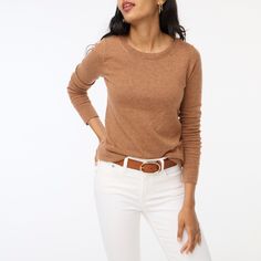 Cotton-wool blend Teddie sweater Spring Capsule, Jcrew Women, Merino Wool Sweater, J Crew Factory, Casual Streetwear, Tan Brown, Wool Sweaters, Long Sleeve Pullover, Pullover Sweater