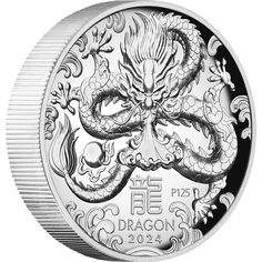 the chinese dragon is depicted in this silver coin