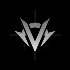 the v logo in black and white with arrows pointing up to it's center