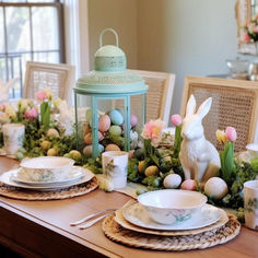 58 Charming Easter Table Decor Inspirations for an Enchanting Celebration Easter Dining Table Decor, Easter Dining Table, Whimsical Decorations