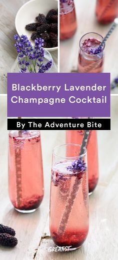 blackberry lavender champagne cocktail recipe by the adventure bite