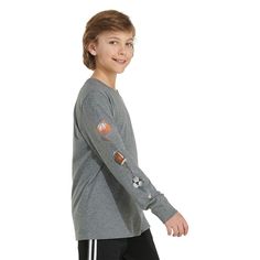 When kids want the lightweight feel and effortless fit of a t-shirt with some extra coverage, go with this boys 8-20 adidas long sleeve tee. When kids want the lightweight feel and effortless fit of a t-shirt with some extra coverage, go with this boys 8-20 adidas long sleeve tee. TECHNOLOGIES & FEATURES Rounded hem Crewneck Long sleevesFIT & SIZING 26 inches from shoulder to hem Regular fitFABRIC & CARE Cotton, polyester Machine wash Imported Size: Large. Color: Gray Sports. Gender: male. Casual Adidas Long Sleeve Activewear, Casual Long Sleeve Adidas Activewear, Adidas Long Sleeve Moisture-wicking Activewear, Sportswear Long Sleeve T-shirt For Sports Season, Adidas Long Sleeve Sports T-shirt, Adidas Long Sleeve Sports Top, Adidas Long Sleeve Athleisure Tops, Casual Adidas Long Sleeve T-shirt, Adidas Casual Long Sleeve T-shirt