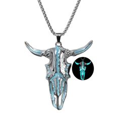 PRICES MAY VARY. Bull Necklace: Bull Skull Skeletion head pendant necklace, hiphop bull ox long chain necklace, western cowboy cowgirl necklace, luminous cattle animal horn necklace, Indian Tribe Cattle Totem necklace, glow in the dark necklace gift jewelry. Glowing Necklace: The sun gives me endless energy, and it absorbs energy under the sunlight or light. After a period of time, in a dark place, it will glow, showing its magic and charm. If it is not too bright or not bright, you can continue Bull Necklace, Cowgirl Necklace, Glow In The Dark Necklace, Totem Necklace, In A Dark Place, Dark Necklace, Teen Necklaces, Cowgirl Necklaces, Western Necklace