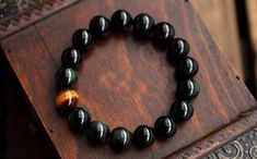 Black Onyx & Tiger Eye Men Chakra Bead Bracelet - My Zen Temple Black Bracelets With 8mm Beads For Healing, Spiritual Black Bracelet With 108 Beads, Black Round Beads Bracelet For Meditation, Black Stretch Bracelet With Gemstone Beads For Healing, Black Crystal Bracelet With 8mm Beads For Healing, Spiritual Black Bracelet With Round Beads, Casual Black Stretch Bracelet With Gemstone Beads, Spiritual Black Stretch Bracelet For Healing, Black 8mm Beads Bracelets For Meditation