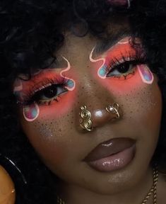 Over The Top Makeup Looks, Face Paint Makeup Looks Easy, Sunrise Makeup Looks, Makeup Looks Graphic Liner, Artsy Makeup Looks Aesthetic, Wild Makeup Looks, Cool Make Up, Alt Baddie Makeup