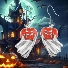 Unleash your daring side with our 925 Silver Evil Pumpkin Earrings! Crafted from high-quality silver, these earrings feature an intricate pumpkin design that adds a touch of boldness to any outfit. Make a statement and stand out from the crowd with these unique earrings. Details Materials: 925 Sterling Silver SKU: E24091808 Halloween Sterling Silver Dangle Earrings, Silver Earrings For Halloween Gift, Silver Halloween Earrings, Silver Pierced Earrings For Halloween, Halloween Silver Earrings, Personalized Tie Clip, Evil Pumpkin, Sun And Moon Rings, Personalized Tie