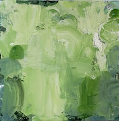 an abstract painting with green and blue colors