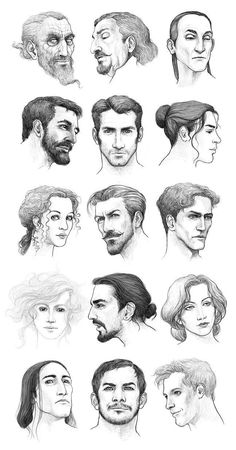 a bunch of different types of hair and beards