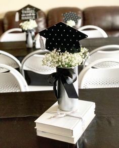 27 Best Graduation Party Centerpieces to Make a Statement 79 27 Best Graduation Party Centerpieces to Make a Statement Centerpieces Graduation, Wine Glass Centerpieces, Grad Decor, Graduation Centerpieces