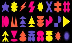 an assortment of different shapes and sizes on a black background