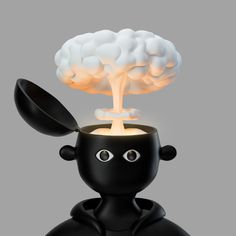 a black figure with a glowing brain on his head