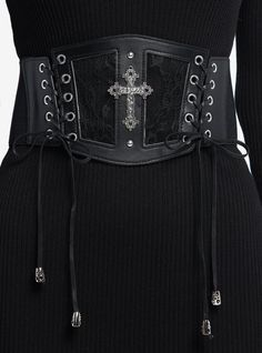 Channel a higher power with this underbust corset belt! Featuring an ornate cross embossed in the center and floral lace panels. Comes with lace-up detailing on the sides.Polyurethane; polyesterImported Underbust Corset Belt, Ornate Cross, Purple Gothic, Goth Corset, Steampunk Corset, Gothic Corset, Corset Belt, Underbust Corset, Rock T Shirts