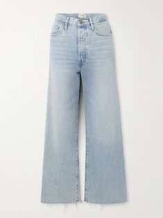 FRAME + NET SUSTAIN Le Low Baggy distressed high-rise wide-leg jeans Net Sustain, Denim Flats, High Rise Wide Leg Jeans, Fashion Portfolio, Sport Swimwear, Sports Skirts, Baggy Jeans, Jeans Dress, Recycled Cotton