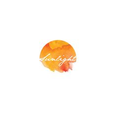 an orange and yellow watercolor circle with the word sunlight written in cursive writing