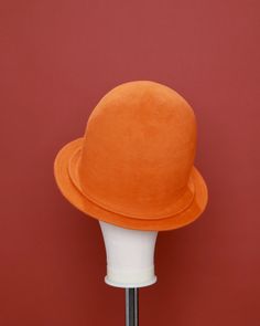 SIZE - M/L  COLOR - ORANGE   MATERIAL - RABBIT VELOUR   DOMESTIC SHIPPING ONLY!  NO IN SHOP PICK UP.  READY TO SHIP Flat Brim Hat, Bowler Hat, Orange Material, Unique Shapes, Big Balls, Pre Fall, Ball Cap, Color Orange, Orange Color