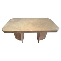 a wooden table sitting on top of a white background