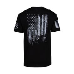 The Grunt Style 1776 Short-Sleeve T-Shirt for Men celebrates the founding of America with a nod to the year that started it all. This Grunt Style shirt has an eye-catching American flag printed across the back, along with a second flag and Grunt Style logo on the sleeves. The tagless label ends tag itch for greater comfort. Double-needle stitching and a ribbed collar enhance comfort and durability. 100% combed ringspun cotton. Machine wash. Imported.   100% combed ringspun cotton;   Tagless labe Black T-shirt With Graphic Print For Veterans Day, Black Crew Neck T-shirt With Flag Print, Black Flag Print Top For Streetwear, Black Crew Neck Top Made In Usa, Black Cotton T-shirt Made In Usa, Black Crew Neck T-shirt Made In Usa, American Flag Short Sleeve T-shirt For Streetwear, Black Graphic Tee With American Flag Print, Grunt Style Shirts