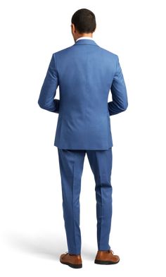 A premium steel blue performance stretch fabirc slim suit with two buttons and a notch lapel. Blue Tux, Slim Suit, Black Tuxedo, Blue Tones, Steel Blue, Shades Of Grey, Medium Blue, Shades Of Blue, Woven Fabric