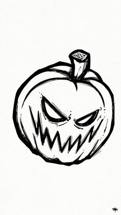 a black and white drawing of a pumpkin