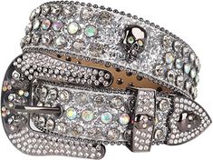 Cow Boy Diamonds Gillter White Leather Belts Skull Buckle W Allwhite Multicolor Stones 142 Glitter Belt, White Bb Belt, Belt Rhinestone, Y2k Belt Buckle, Rhinestone Buckle Belt, Cowboy Buckle, Belt Store, Womens Belt Buckles, Rhinestone Belt Buckle