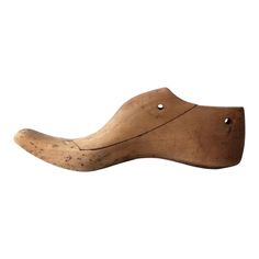 This is an antique wooden shoe last. The cobbler's form features holes at top that could be used for hanging. Form is marked "B" on top of foot. Wooden Shoe Remover, Wooden Shoe Lasts, Wooden Shoe Last, Shoe Maker Workshop, Wood Shoe, Wooden Shoe, Wood Shoes, Shoe Polish, Shoe Last