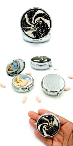 Enjoy peace of mind, now your pills will be easily be found in your purse. Use this cute Round pill holder weekly.  #pillbox #pillorganizer #pillcase #birthcontrol  #pills #painmanagement #multivitamin #sportsmedicine #fertility #medication #multivitamins #fishoil #dietarysupplement #shophandmade #artisanmade #handmadeaccessories #etsysellers #etsyhandmade #makersmarket #etsyshopowner Cute Pill Box, Traveling Essentials