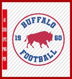 the buffalo football logo is shown in red, white and blue